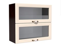 Corp superior vitrina 80 cu 2 usi orizontale Zebra MDF vanilie simplu